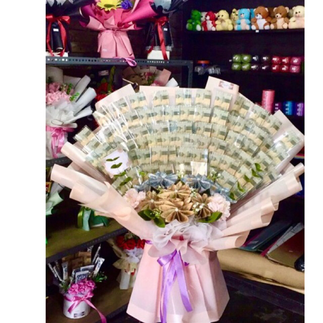 Buket Bunga uang asli pecahan 2 ribu