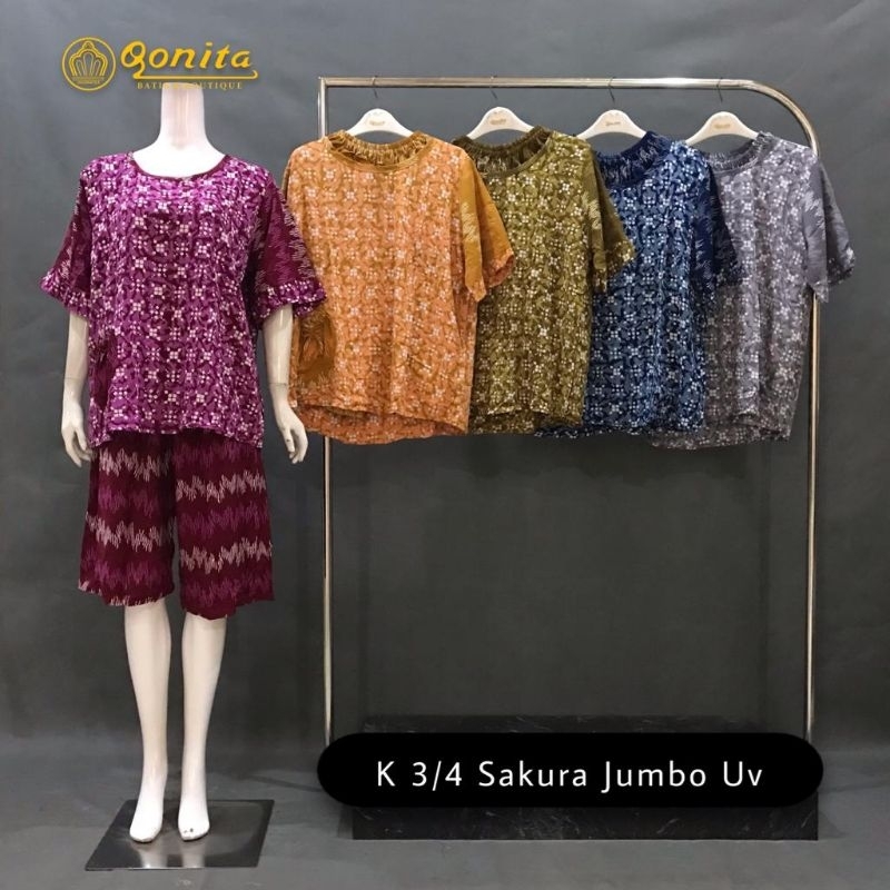 setelan jumbo batik celana 3/4 by batik qonita