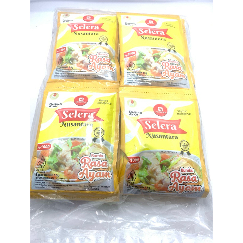 

Bumbu Masak Selera Nusantara-Rasa Kaldu Ayam, 1 Pack isi 24 sashet, berat per sashet 15 gram