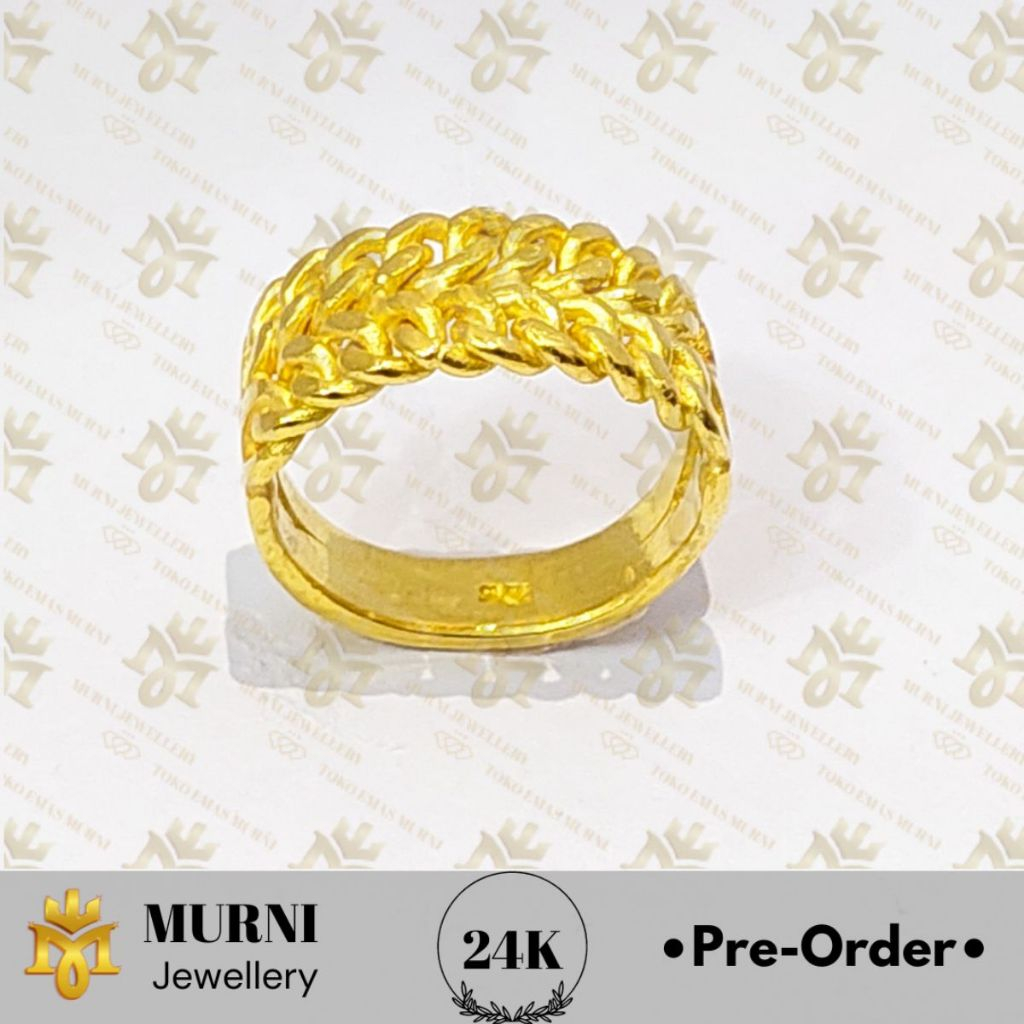 Cincin Emas Tua 24K Asli Model Plat Rante Double - Toko Emas Murni