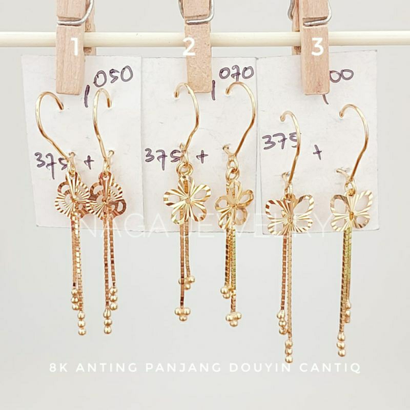 ANTING DOUYIN VANCY BUNGA KUPU EMAS 375