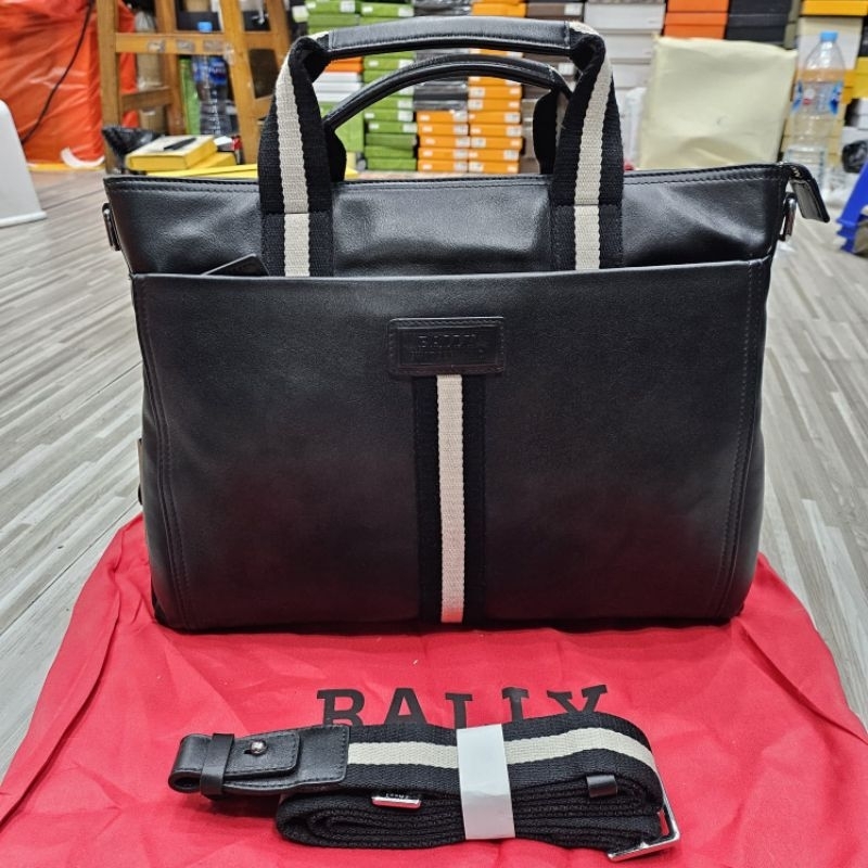 tas kantor Bally briefcase leather tas kerja tas laptop kulit import