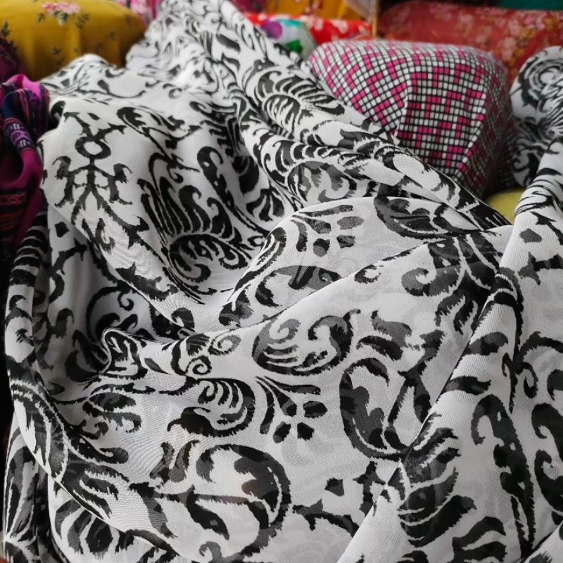 Kain Ceruty sutra motif - bahan kain meteran Ceruty tr - kain gamis