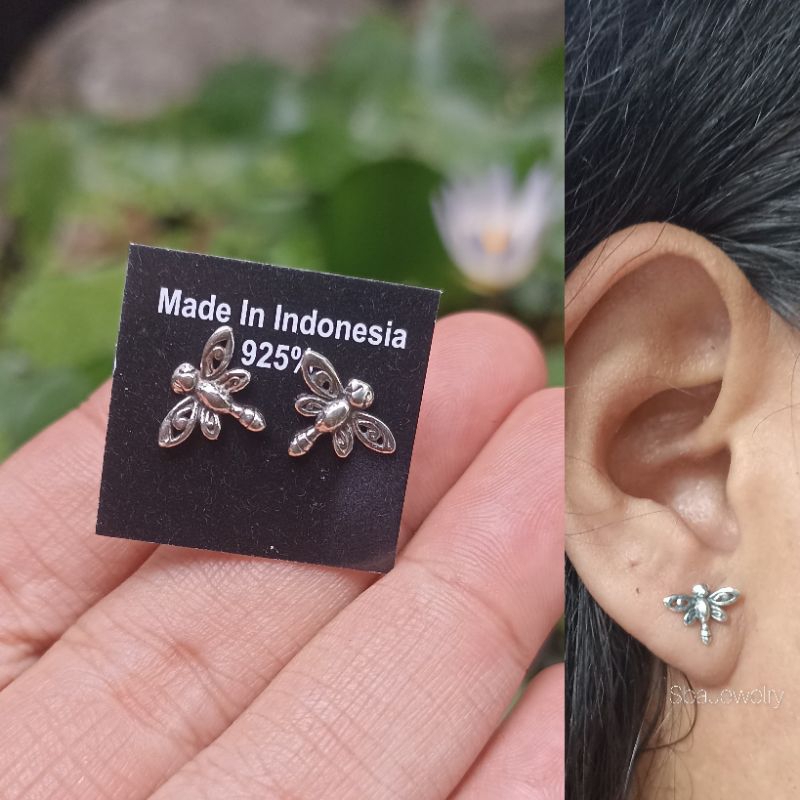 giwang perak bali model capung