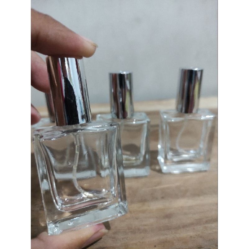 Botol Parfum Hermes 15 ML Drat Tutup Silver REKONDISI- Botol Parfum Kosong Hermes- Botol Parfum Kaca
