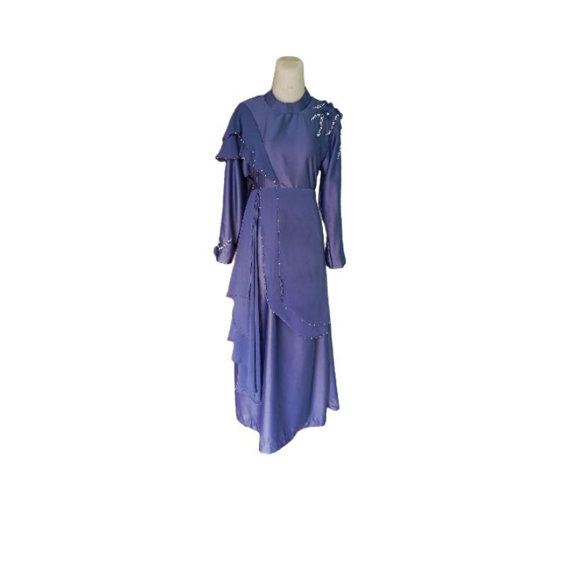 Baju gamis muslimah denim Roberto cavalli premium( preorder3hari)