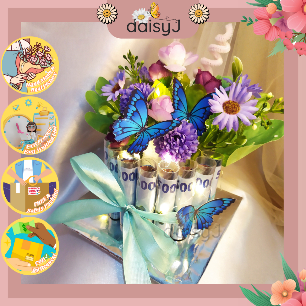 daisyJ | Money Tart 20 lembar Custom Money Cake Custom Medium Tart Uang mainan Free uang mainan
