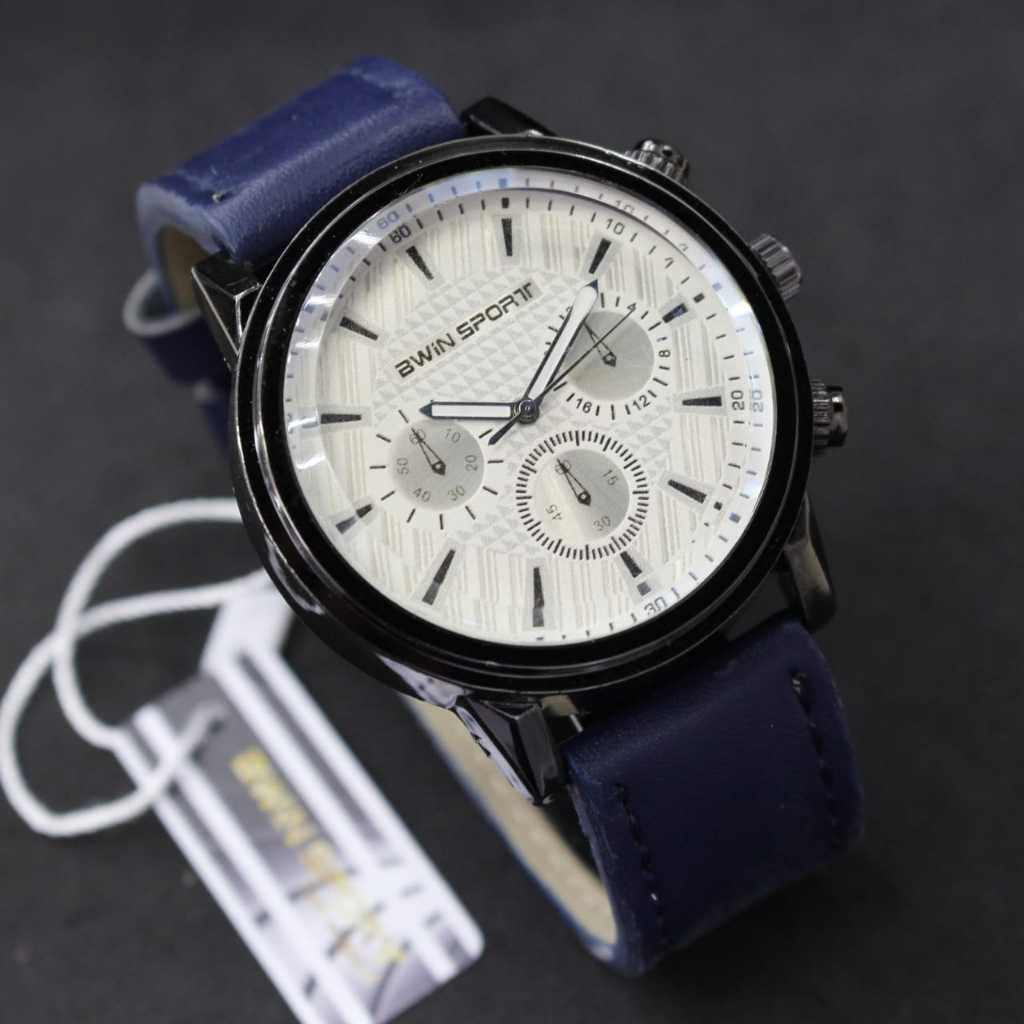 JAM TANGAN BWIN SPORT B157//JAM TANGAN TERBARU7//JAM TANGAN STRAP KULIT//JAM TANGAN COWOK ANALOG