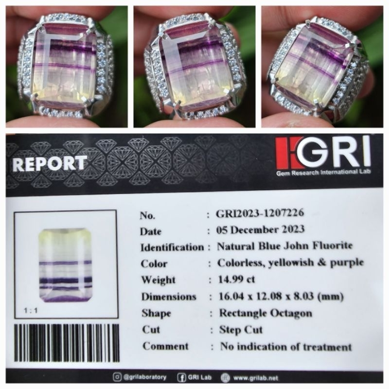 Natural Blue John Fluorite Top Luster Memo 14.99 crt