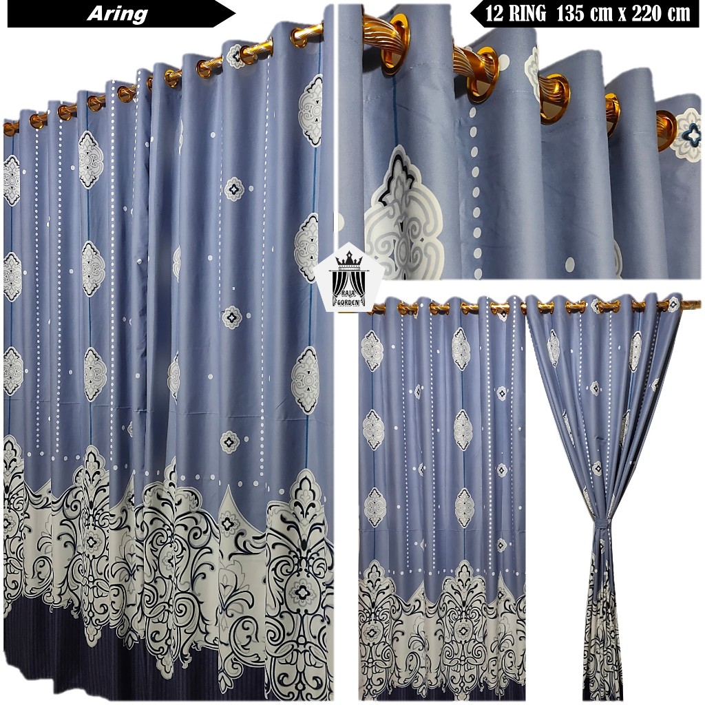 Hordeng Pintu Jendela Kamar Motif Batik Sultan Aring Ungu Muda