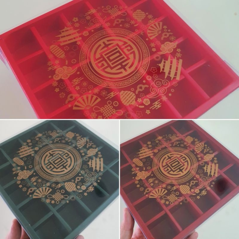 

5 Pcs Dus Box Nastar Cookies Mika Motif Imlek Maroon Sekat 25 Uk 3.5 cm