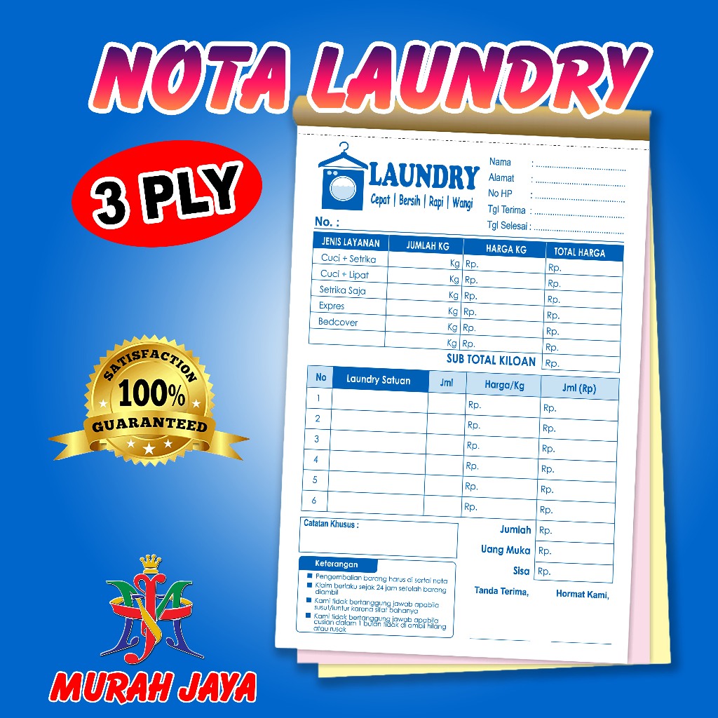 

NOTA LAUNDRY 3 PLY | NOTA 3 RANGKAP 1/4 FOLIO | NEW 6