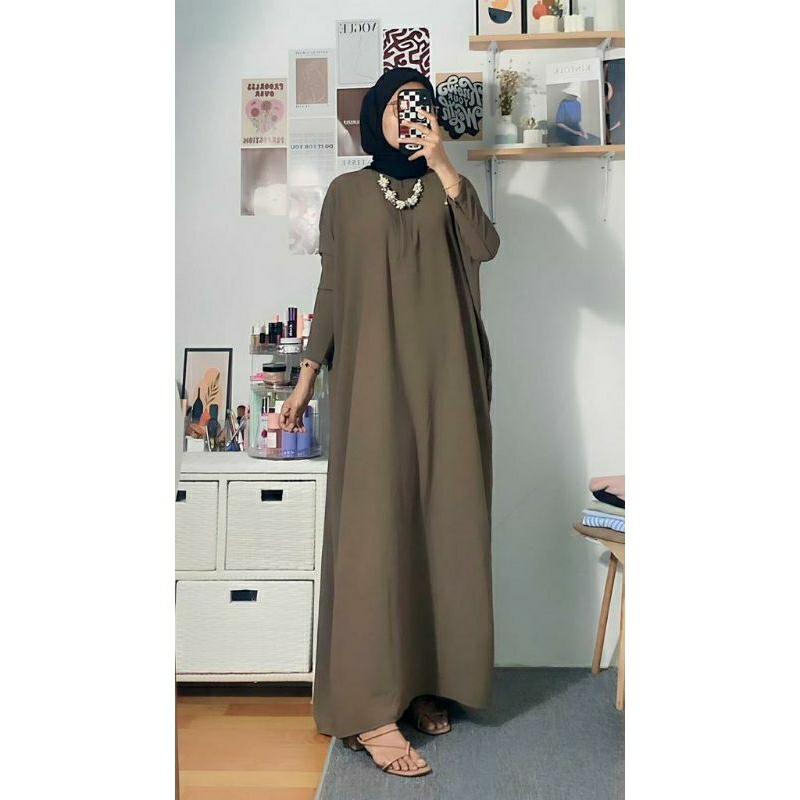 Baju Muslimah Kaftan jumbo kaftan batwing material cringkle premium  kaftan kekinian,Kaftan polos De