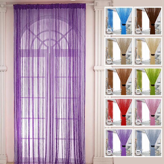 PARTYHOUSE Q6 Tirai Glitter // Tirai Benang Import Tirai Benang Jendela - Tirai pintu ukuran 200x100