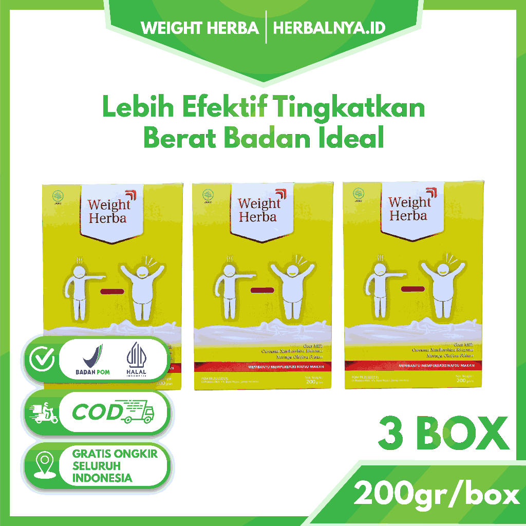 

Weight Herba 3 Box Susu Protein Bantu Menggemukan Badan Menambah Nafsu Makan Original Halal BPOM