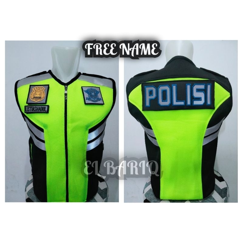 Rompi polisi lantas rompi jala tebal hijau iga hitam