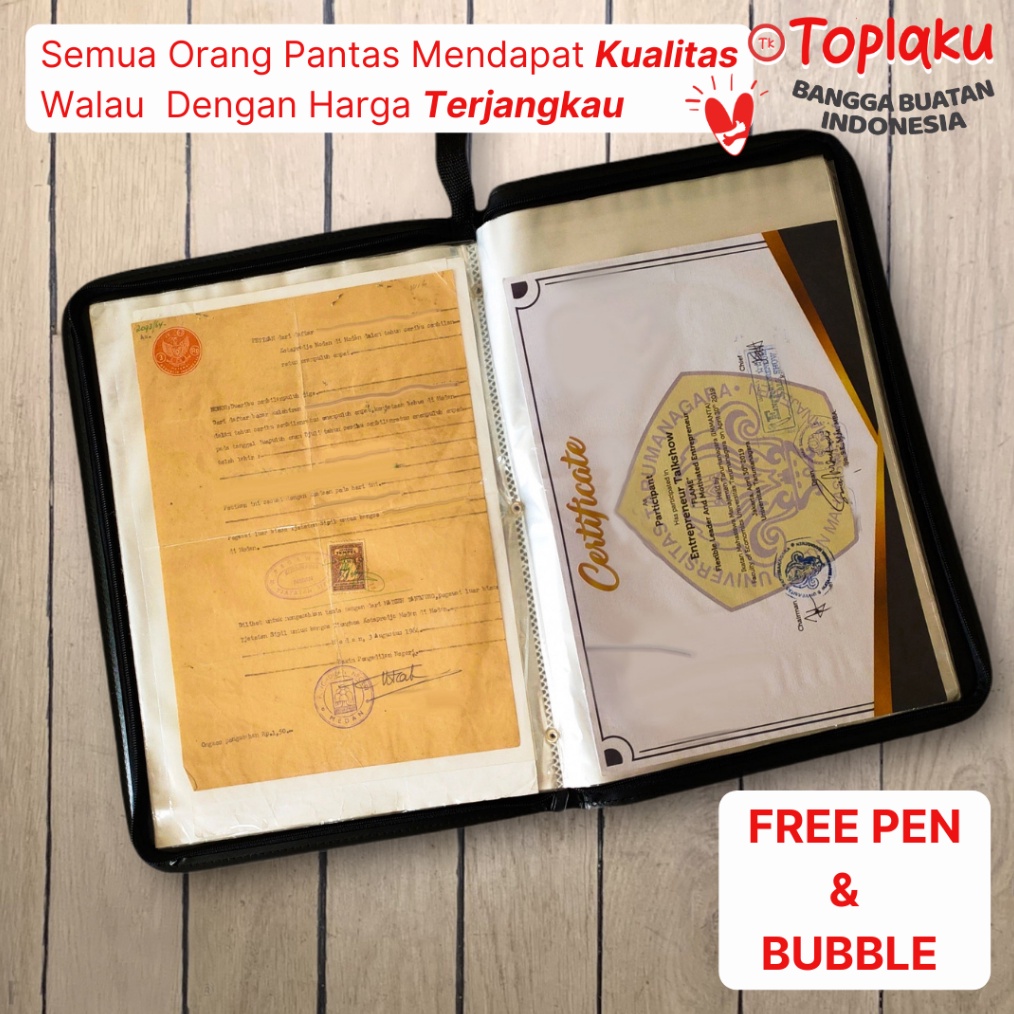 

ART T8J TOPLA Map Ijazah Dokumen Keeper Resleting Anti Air Kulit Isi 4 6 Document Sertifikat File Folder Organizer Business File Clear Holder