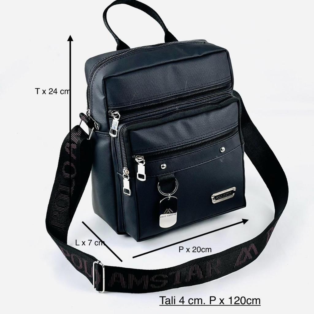 POLO AMSTAR TAS SELEMPANG PRIA TERBARU KULIT PU LETHER Crossbody Multi fungsi