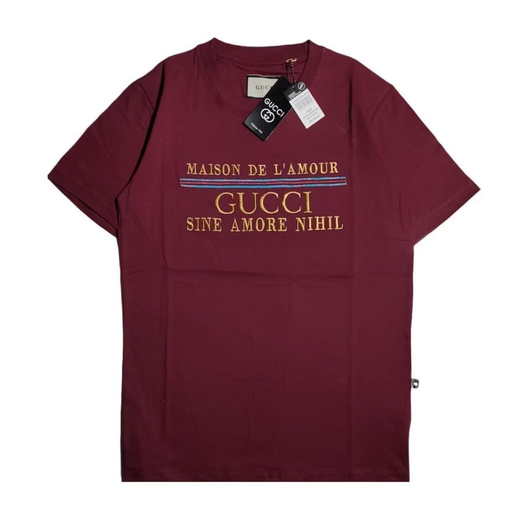 BAJU KAOS PRIA WANITA PREMIUM COTTON 24S GUCCI BORDIR