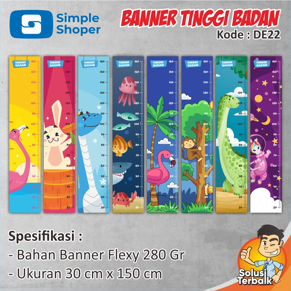 Banner Pengukur Tinggi Badan / Growth Chart Custom Ukuran 30cm x 150 cm