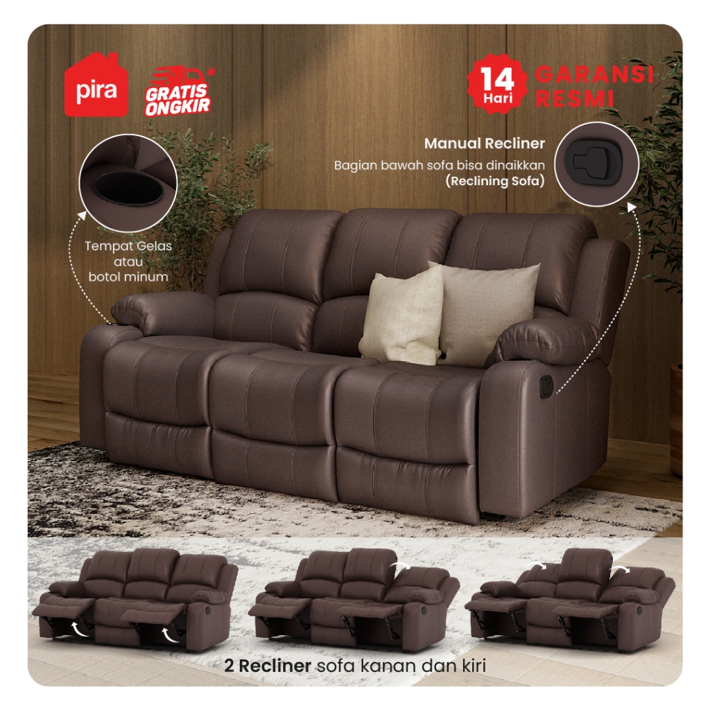 Pira - Bishop 3 RS Sofa Recliner / Sofa 3 Seat