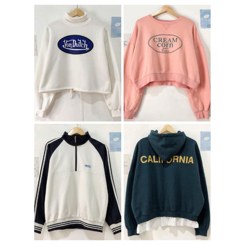 Thrift Crewneck Branded Premium Second Preloved Crewneck Croptee Hoodie Zipper Harajuku Fashion Kore