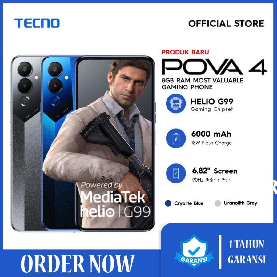 Tecno Pova 4 8/128 GB Garansi resmi