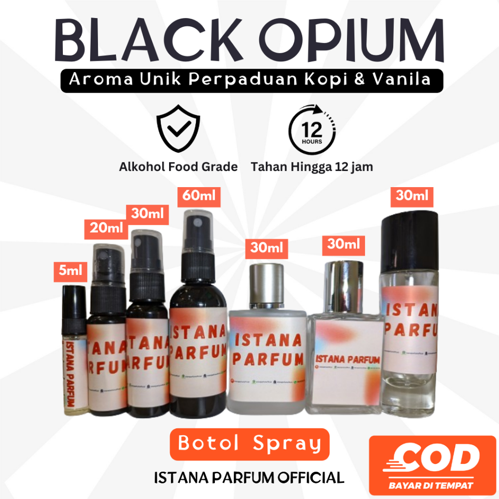PARFUM BLACK OPIUM - BOTOL SPRAY KUALITAS PREMIUM AROMA ASLI WANGI TAHAN LAMA