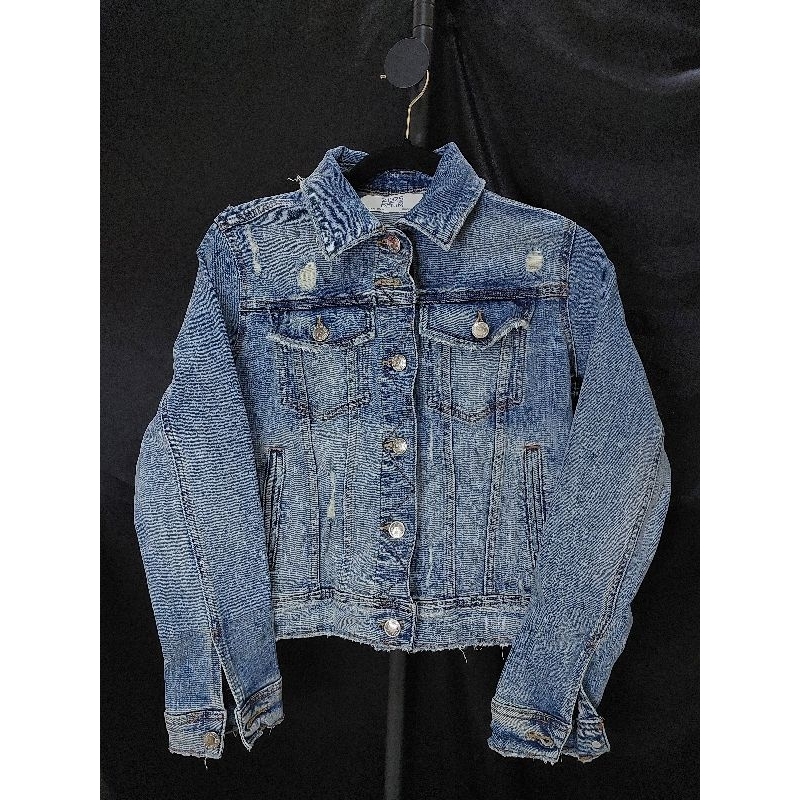 216 Zara Z1975 Ripped Denim Jacket XS