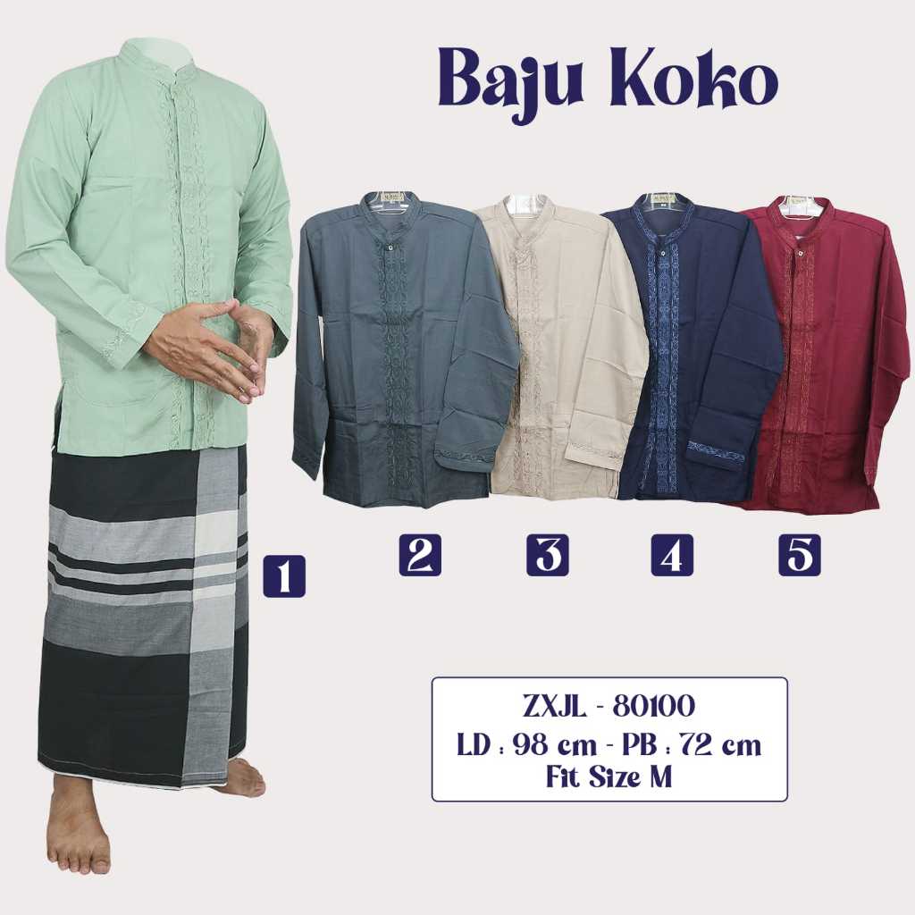 BAJU KOKO PRIA DEWASA LENGAN PANJANG BAJU KOKO MOTIF BORDIR RIA KENCANA