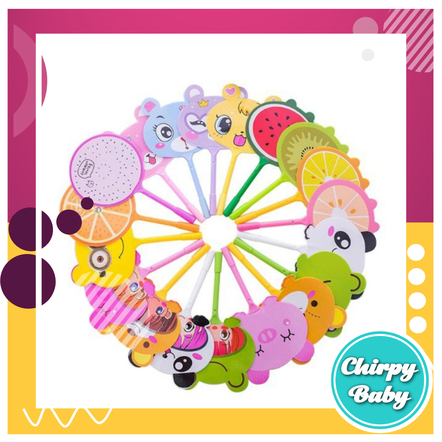 

Kipas mini karakter dengan pena / pulpen kipas motif buah / pulpen kipas karakter kartun lucu