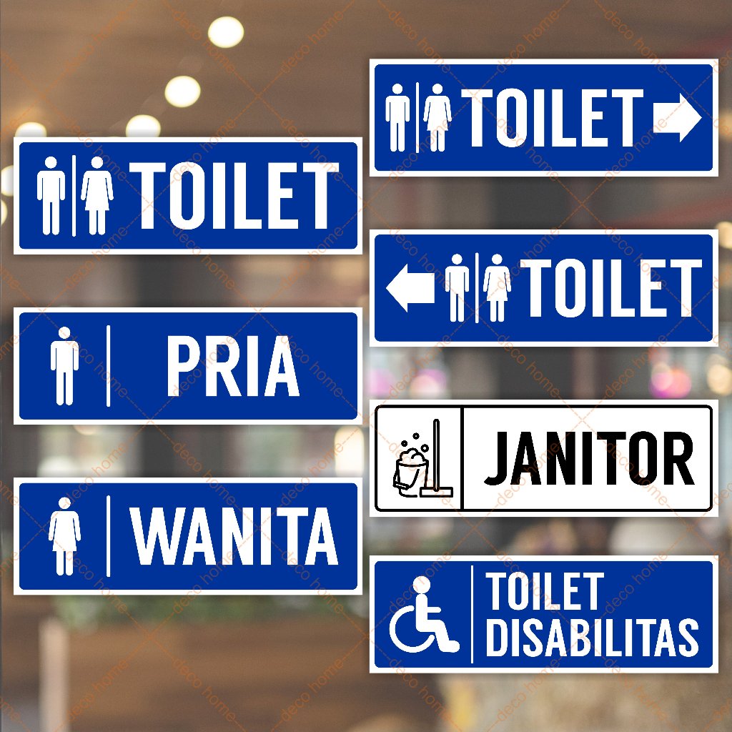 Sticker Toilet Waterproof Toilet Pria Wanita Petunjuk Arah Toilet