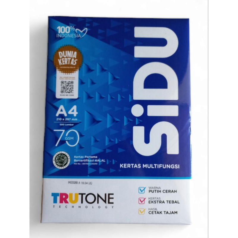 

Kertas HVS/print/fotocopy/ukuran A4 SiDU (sinar dunia) 70 gsm