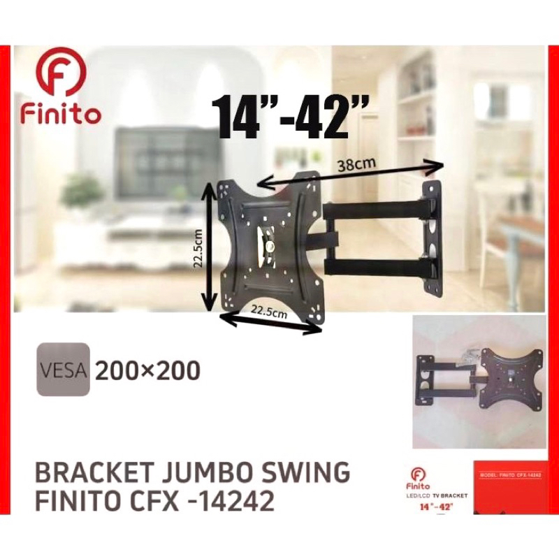 BRACKET BRAKET BREKET TV GANTUNGAN TV BELALAI BUTTERFLY FINITO CF-14242 14 - 42 inch 14inch - 42inch 14in 32in 42in Gantungan TV