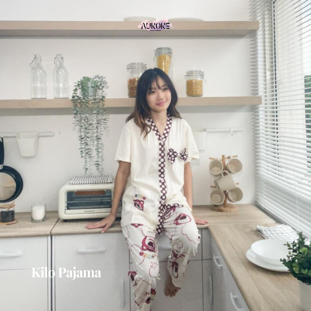 Kilo Pajama - Aurore Sleepwear - Pajama 3 in 1 (satu atasan dapat celana pendek dan celana panjang) 