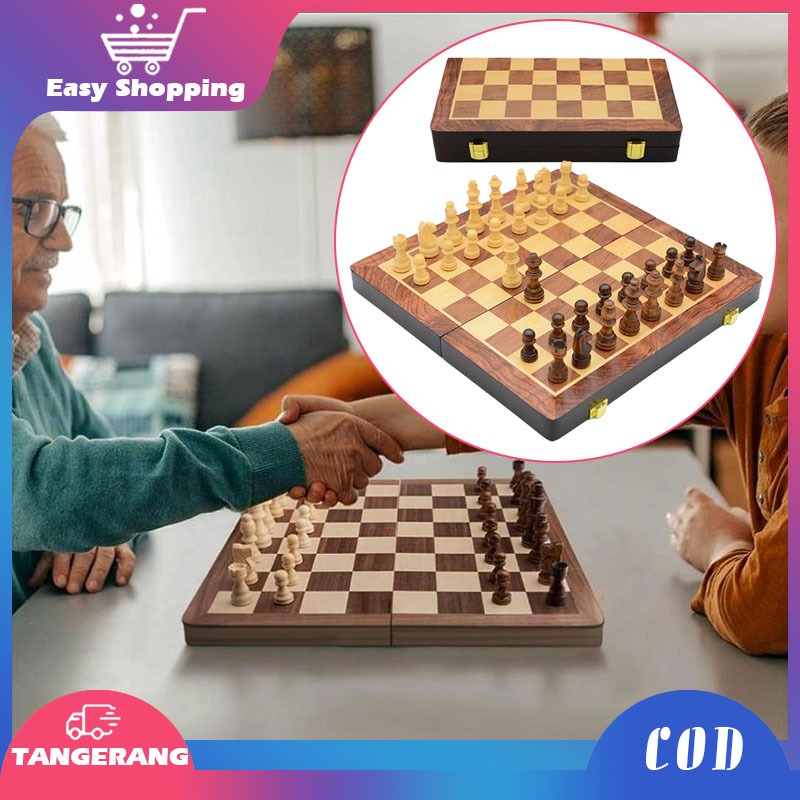 Papan Catur Kayu Premium Papan Catur Magnet Magnetic Chess Board Game Papan Catur Lipat