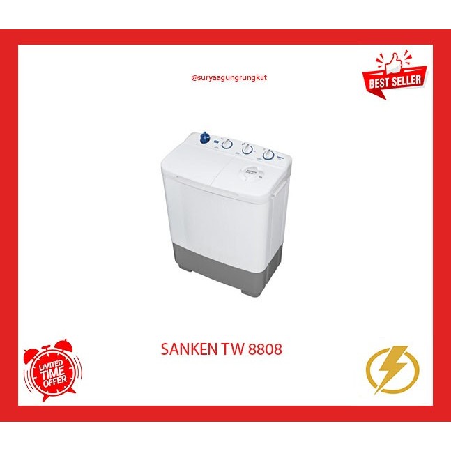 MESIN CUCI SANKEN 2 TABUNG 8 KG 250 WATT - TW 8808