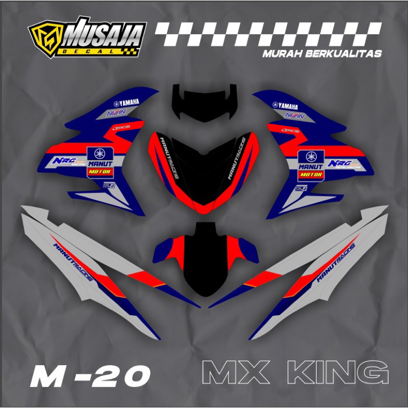 Decal Mx king 150 biru merah hitam silver keren full body - dekal mxking 150 fullbody