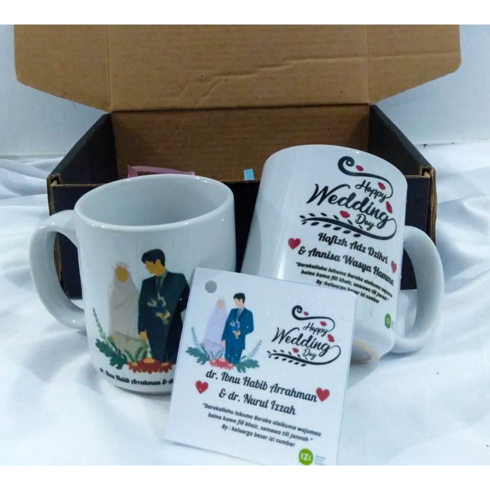 Gemintang management Mug Couple Wedding Kartun Foto