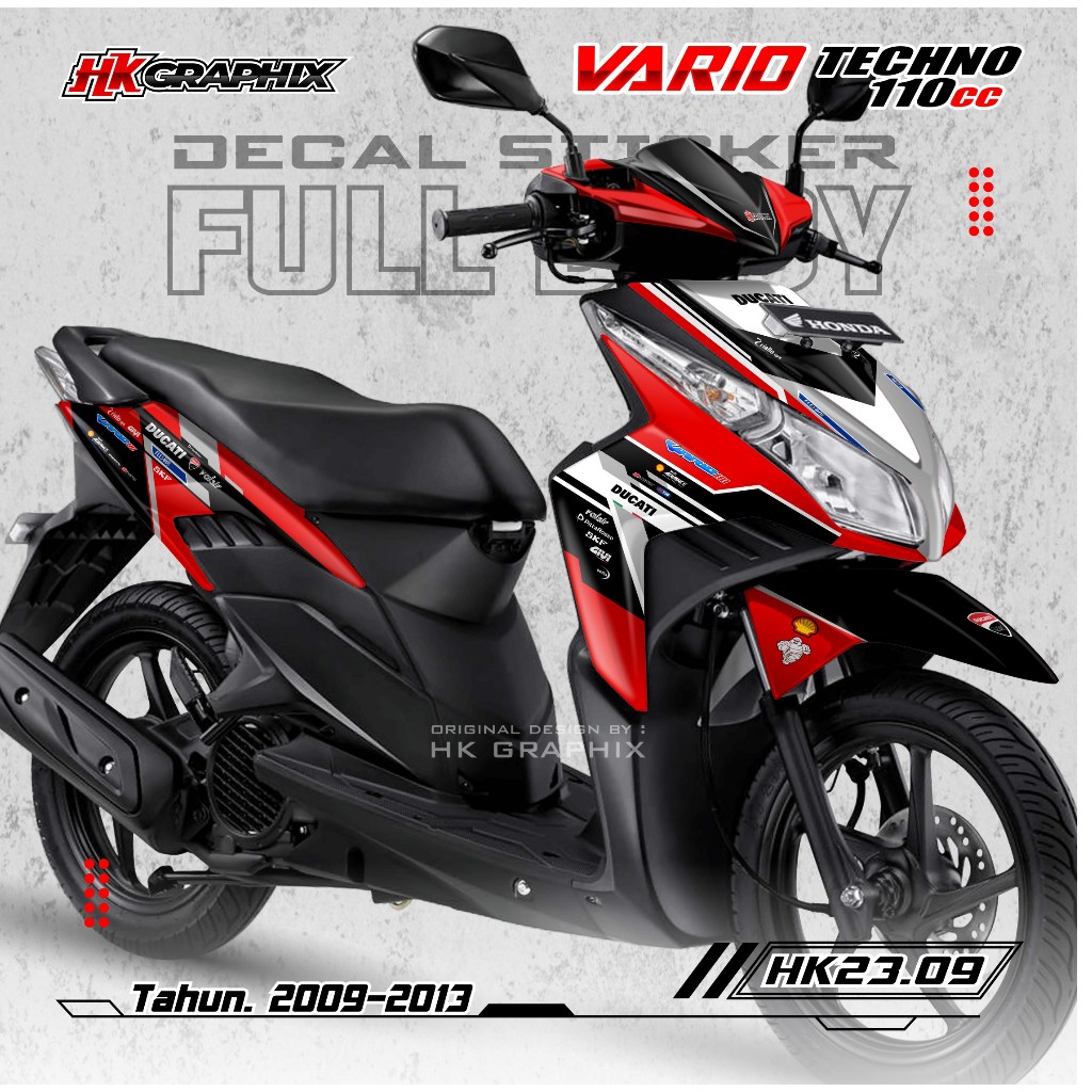 Decal Stiker Fullbody Vario 110 Techno Karbu 2009 2010 2011 2012 2013 Livery Ducati HK Graphix 23.09