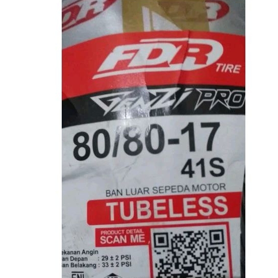 Ban FDR 80/80 Ring 17 GENZI PRO Tubeless