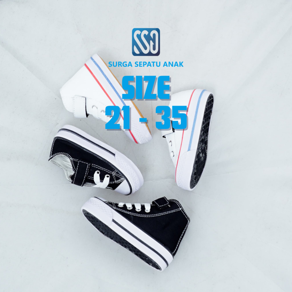 Sepatu Sekolah Anak Hitam Putih Tali Prepet Sepatu Sekolah Anak TK SD Velcro perekat termurah