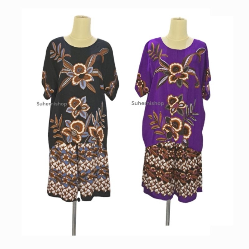 Setelan Kulot Hengky LD120 CM Motif Anggrek Ayu Piyama Batik Rayon PREMIUM