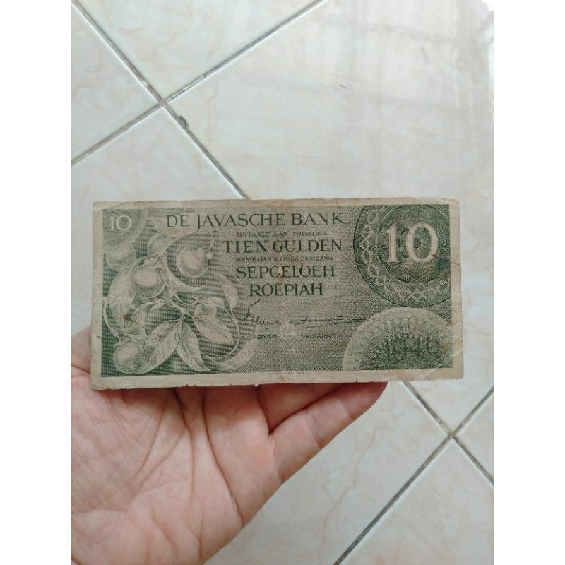 10 rupiah seri 10 gulden federal hijau 1946 Tien gulden rp10