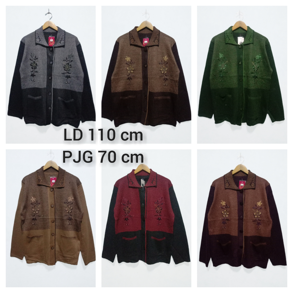 (Cod) Sweater Rajut Ibu Dan Nenek Mantel Rajut Import