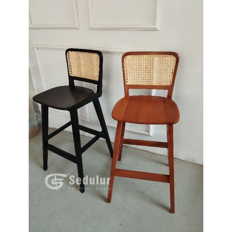 Kursi Bar Rotan/Bar stool Rotan Kayu Jati Solid Jepara