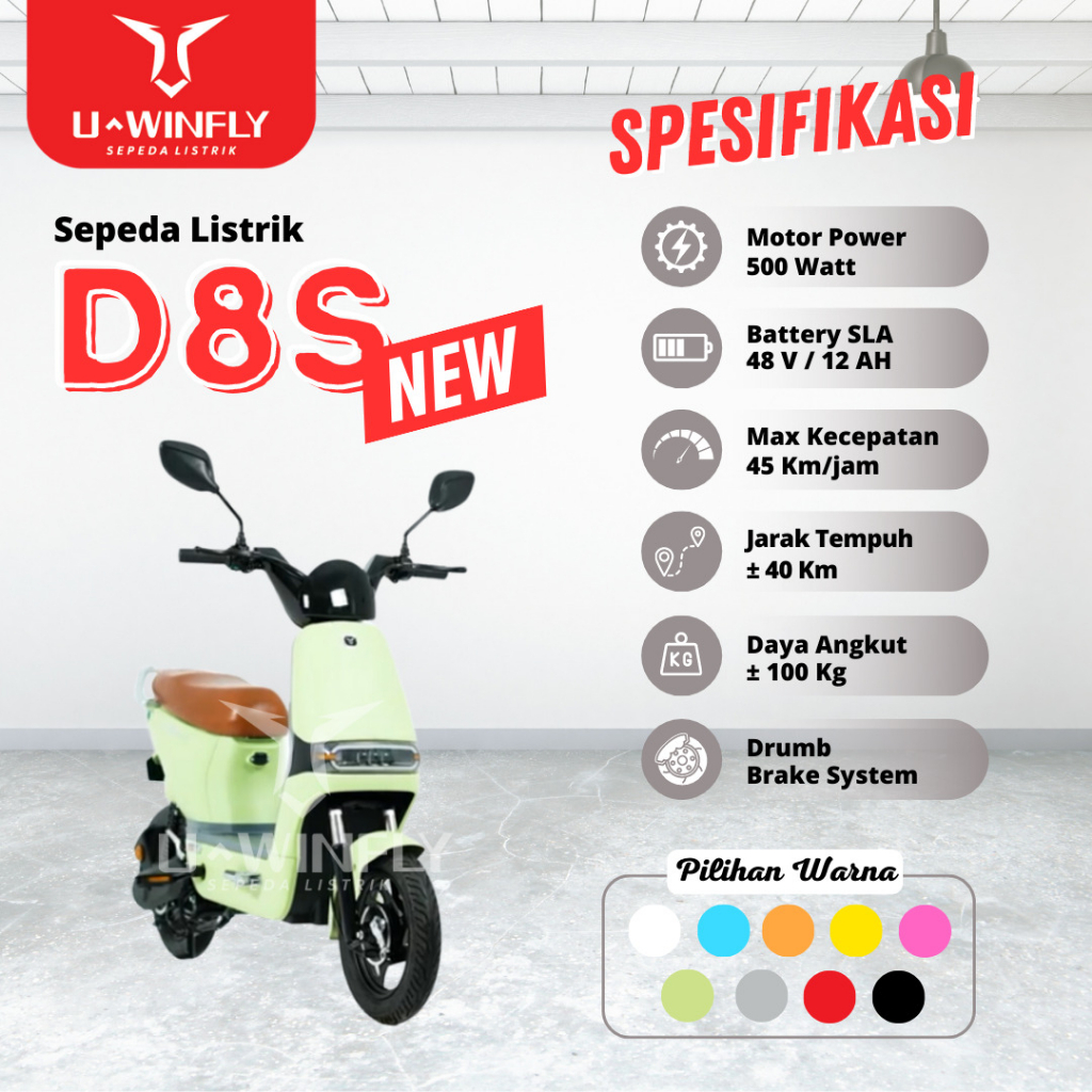 Sepeda Listrik U-WINFLY Tipe D8S (GARANSI 10 TAHUN)