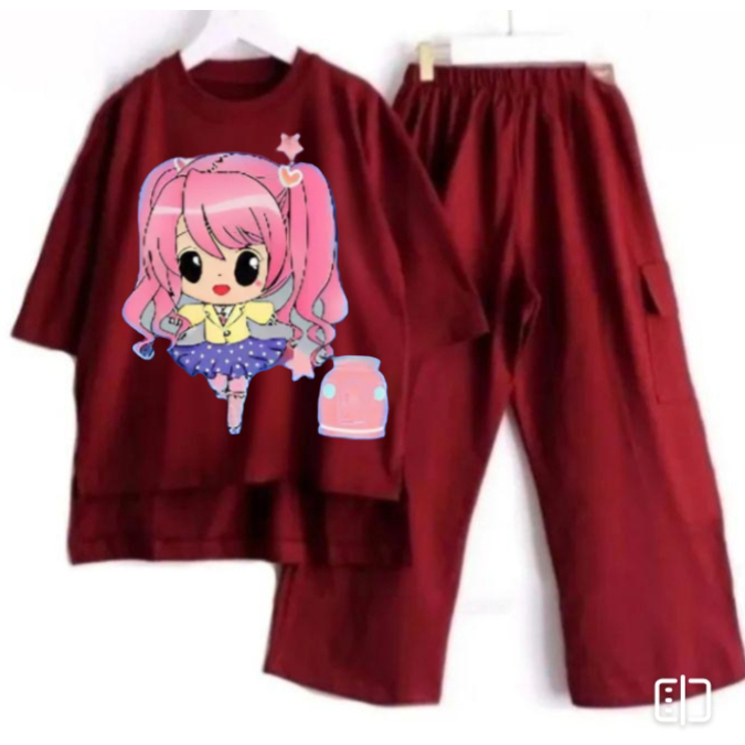 	 STELAN ANAK PEREMPUAN CELANA CARGO MARIANA SET MOTIV CARTOON VOLT 1 BAHAN CRINKLE AIRFLOW PREMIUM ADEUM TEBAL DAN TIDAK MENERAWANG LEMBUT DAN NYAMAN COCOK DI GUNAKAN DI SETIAP KEGIATAN SI KECIL	