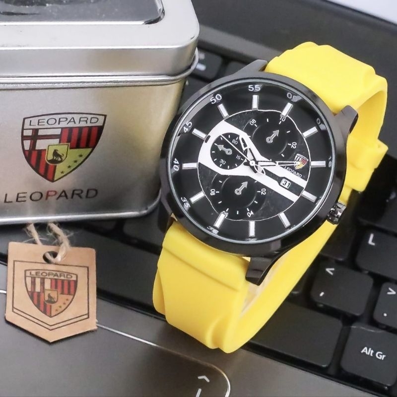 JAM TANGAN PRIA ORIGINAL LEOPARD TALI RUBBER