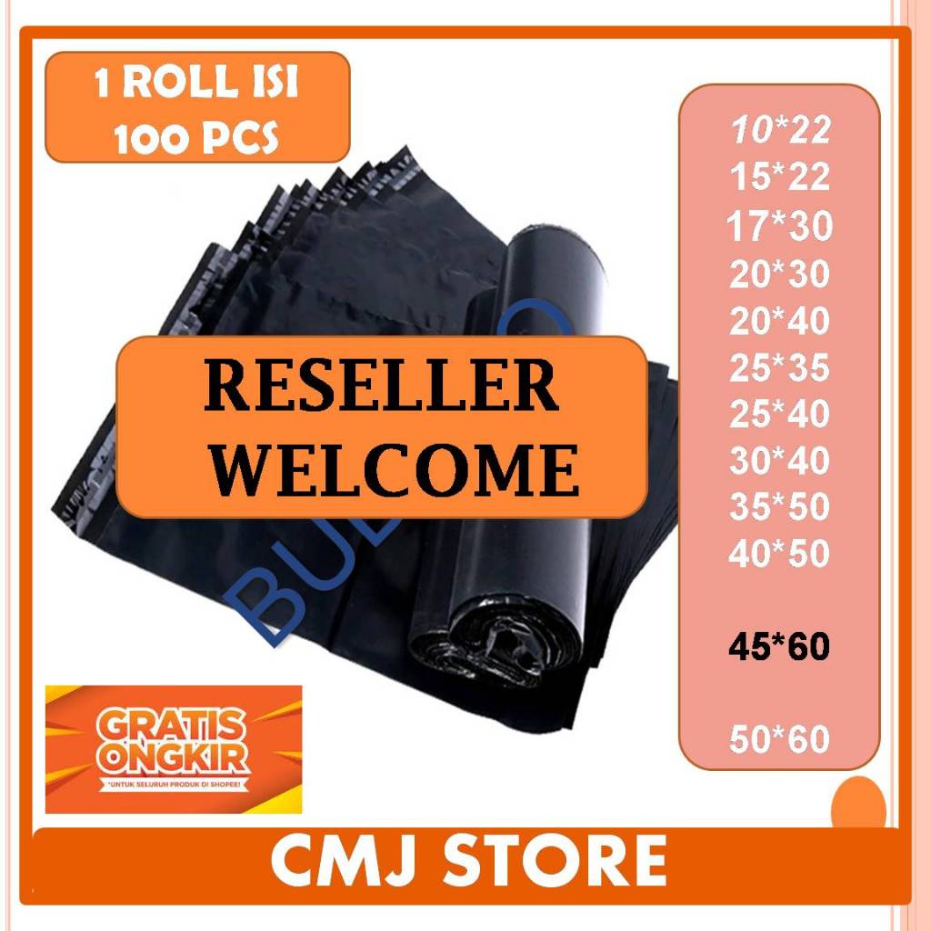 

Polymailer 45x60 PLASTIK PACKING POLYMAILER HITAM ISI 100 PCS